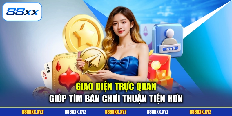 Casino 88XX 1 Giao diện trực quan giúp tìm bàn chơi thuận tiện hơn