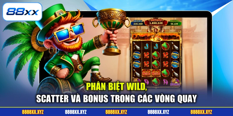 Nổ Hũ 88XX 3 Phân biệt Wild, Scatter và Bonus trong các vòng quay